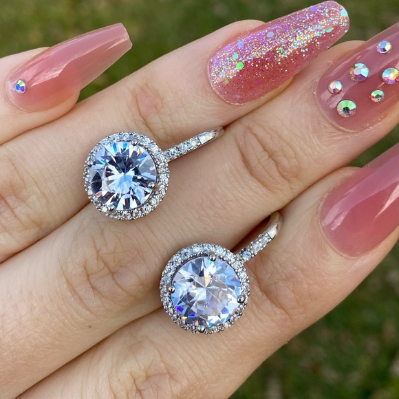 NEW Elegant 925 Silver Drop Earrings Cubic Zircon - Picture 2 of 6